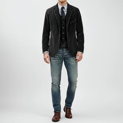 Giacca blazer uomo in velluto a coste cotone stile casual elegante