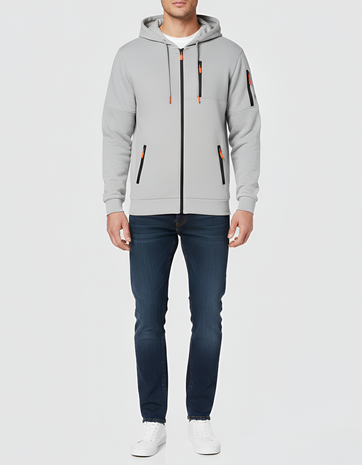 Felpa con cappuccio uomo con zip in cotone felpato