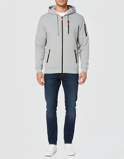 Felpa con cappuccio uomo con zip in cotone felpato