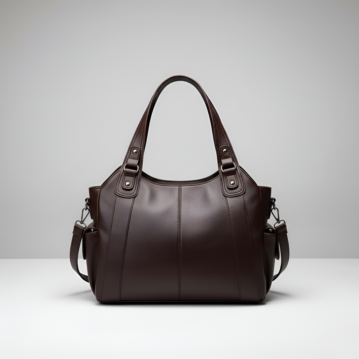 Women’s Genuine Leather Handbag Tote with Zipper Pockets and Shoulder Strap
