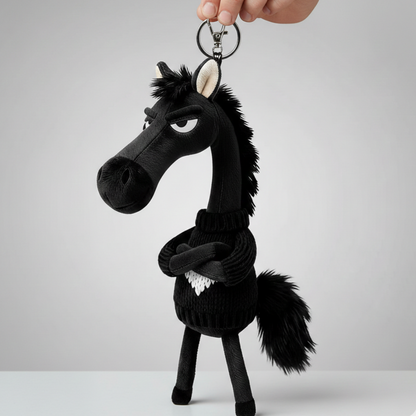 Alex™ - Cheval effronté - Noir avec cœur Porte-clés