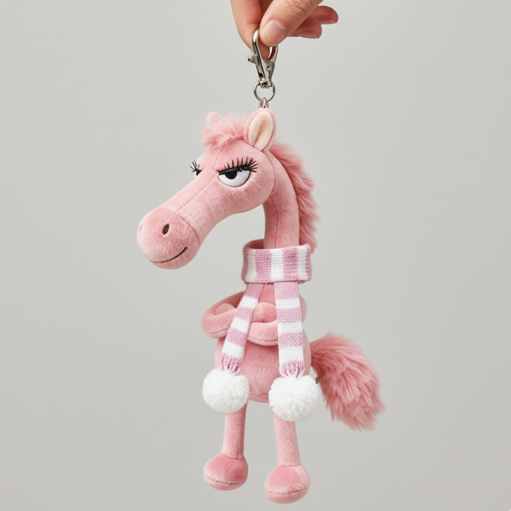 Clara™ - Cheval effronté - Rose et blanc Porte-clés
