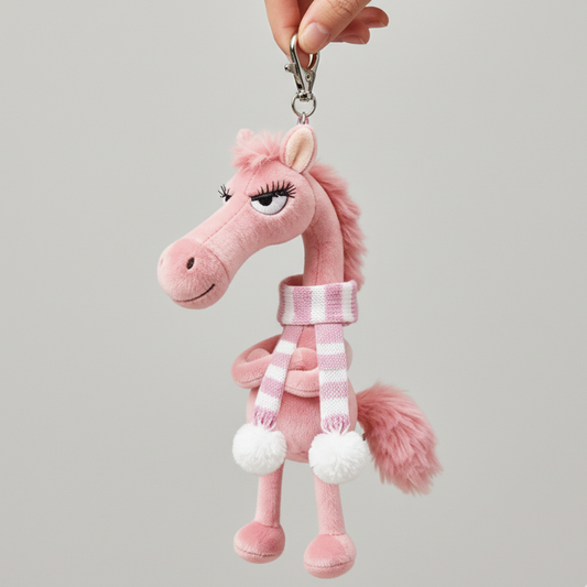 Clara™ - Cheval effronté - Rose et blanc Porte-clés