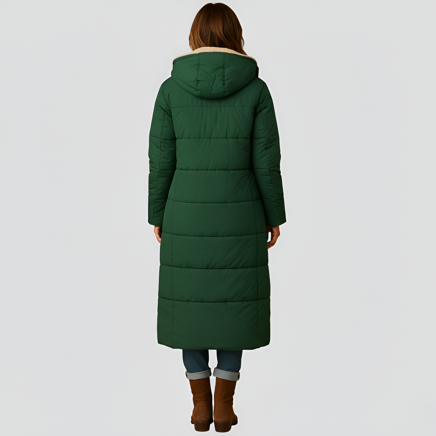 By Assuli Women’s Long Quilted Puffer Coat with Hooded Teddy Lining Winter Jacket