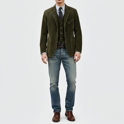Giacca blazer uomo in velluto a coste cotone stile casual elegante