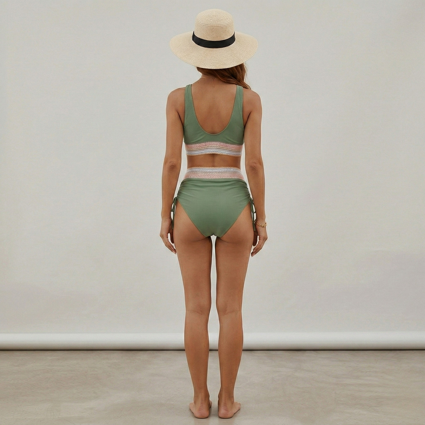 Women’s High Waisted Bikini Set V Neck Triangle Top Two Piece Swimsuit
