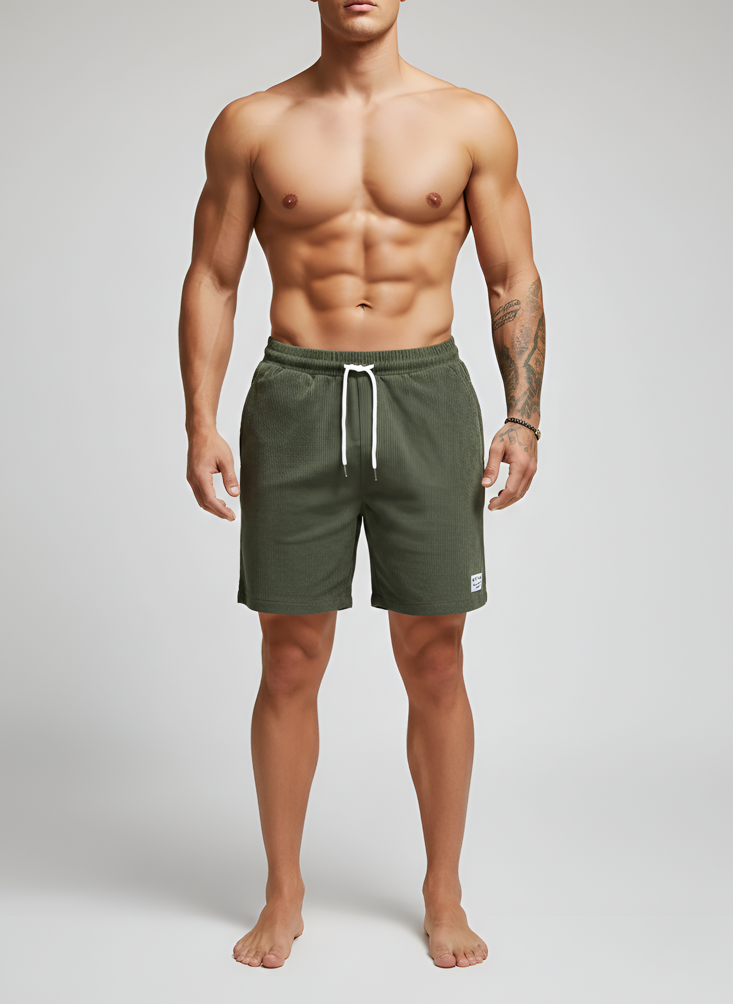 Men’s Corduroy Drawstring Shorts with Pockets Casual Fit