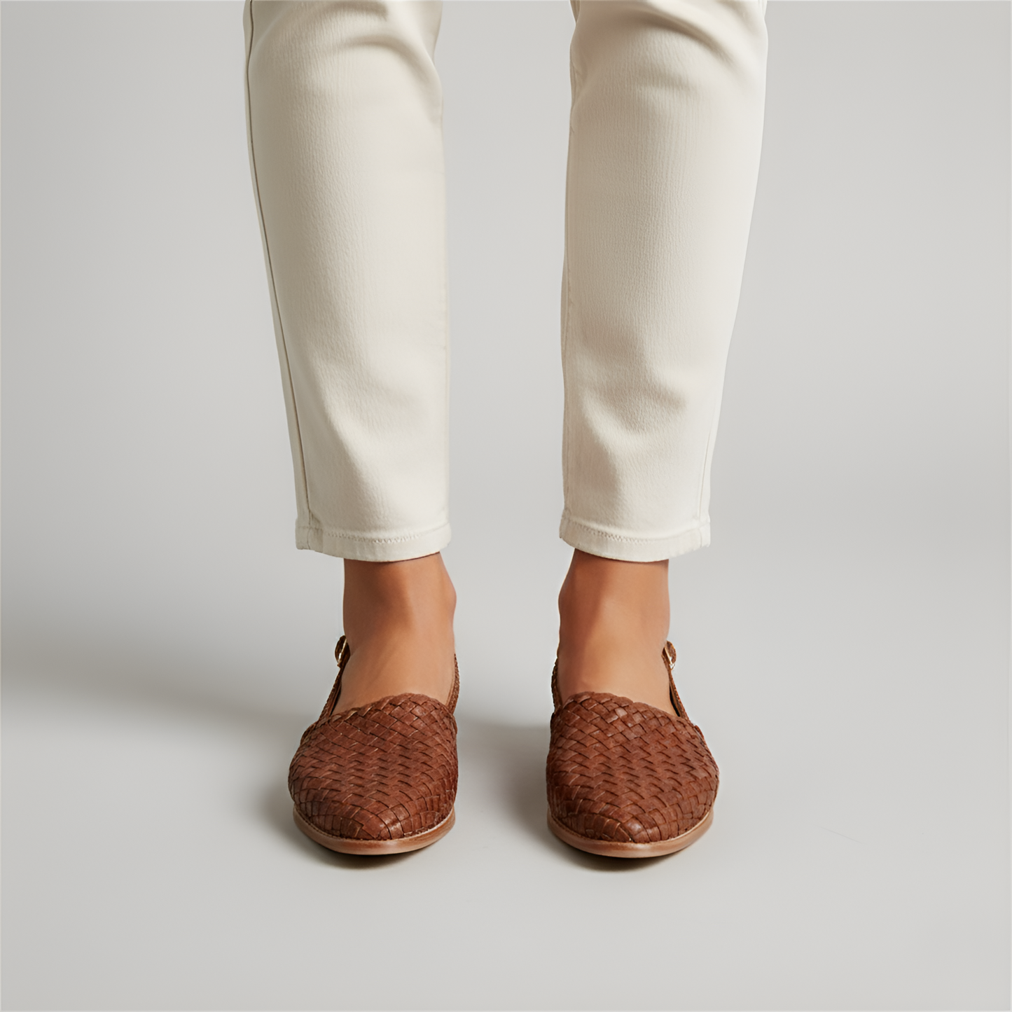 Women’s Woven Leather Slip-On Loafers Closed Toe Casual Comfort Flats