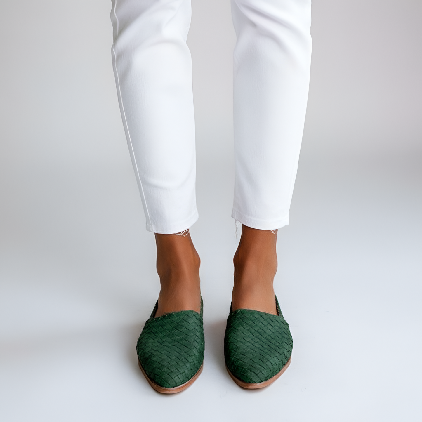 Women’s Woven Leather Slip-On Loafers Closed Toe Casual Comfort Flats
