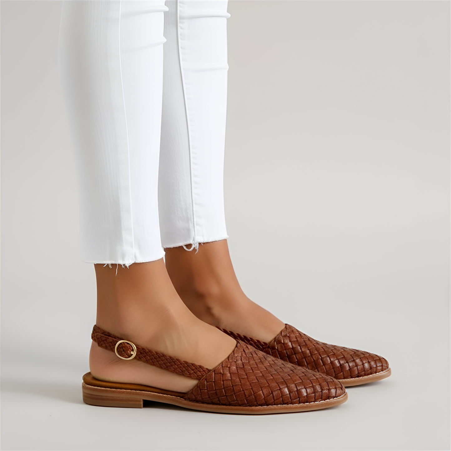 Women’s Woven Leather Slip-On Loafers Closed Toe Casual Comfort Flats