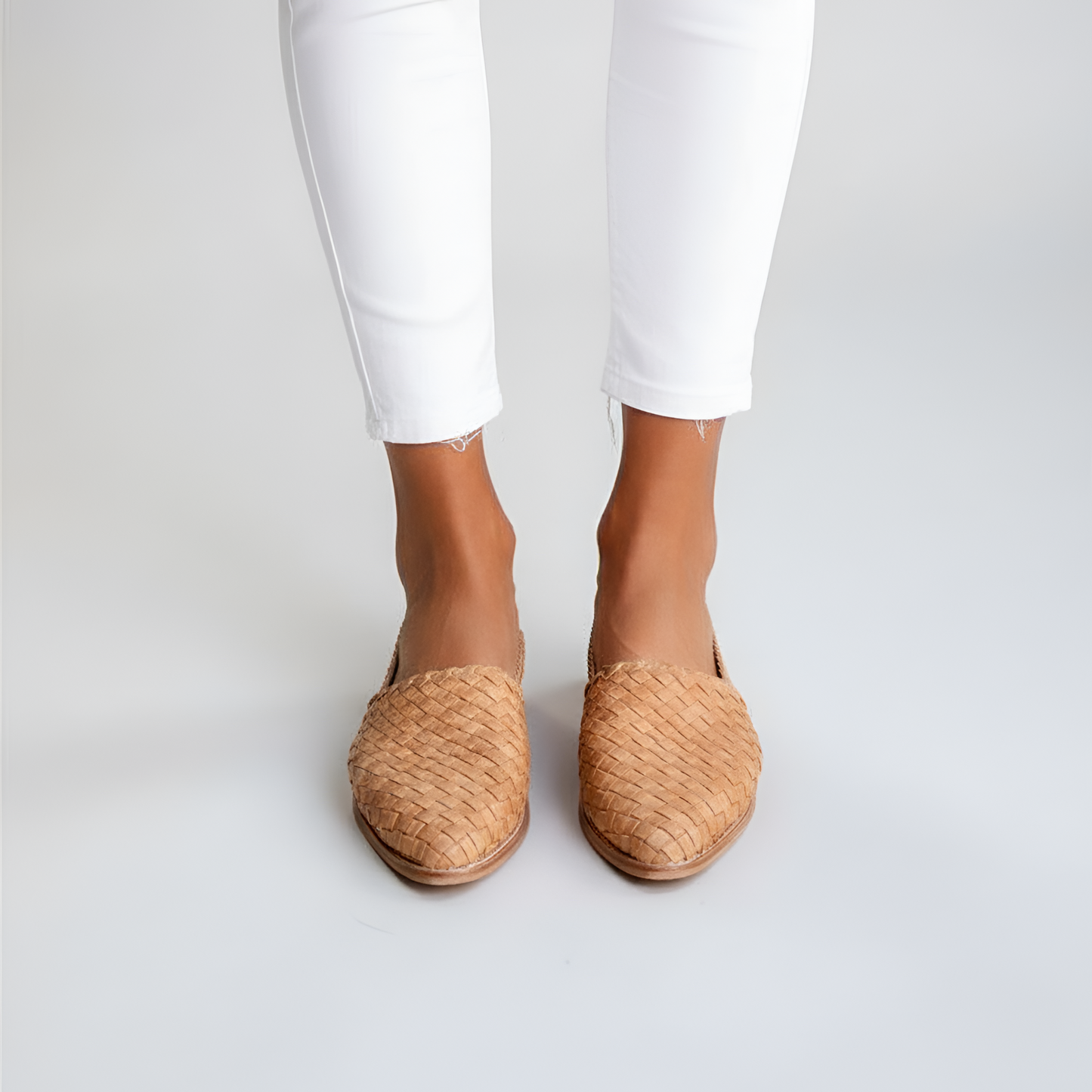 Women’s Woven Leather Slip-On Loafers Closed Toe Casual Comfort Flats