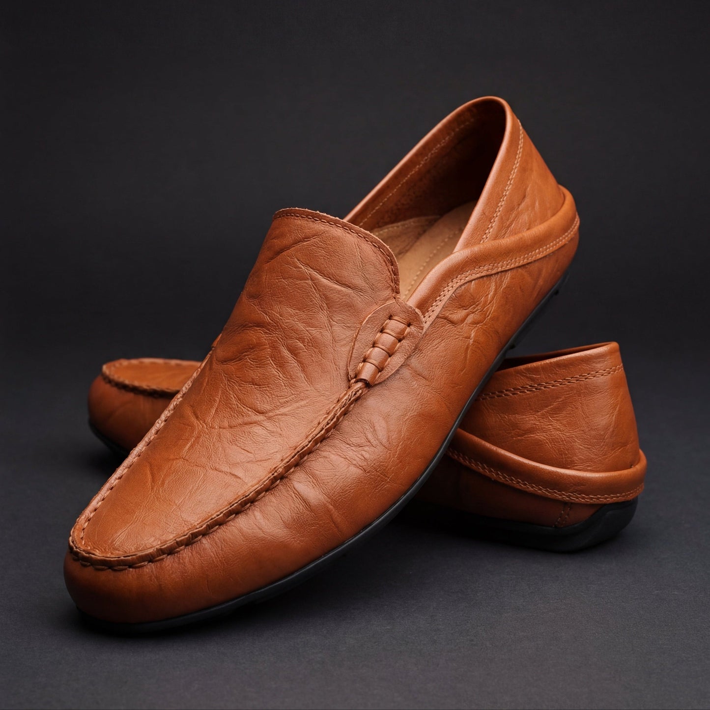 Casualowe skórzane loafersy