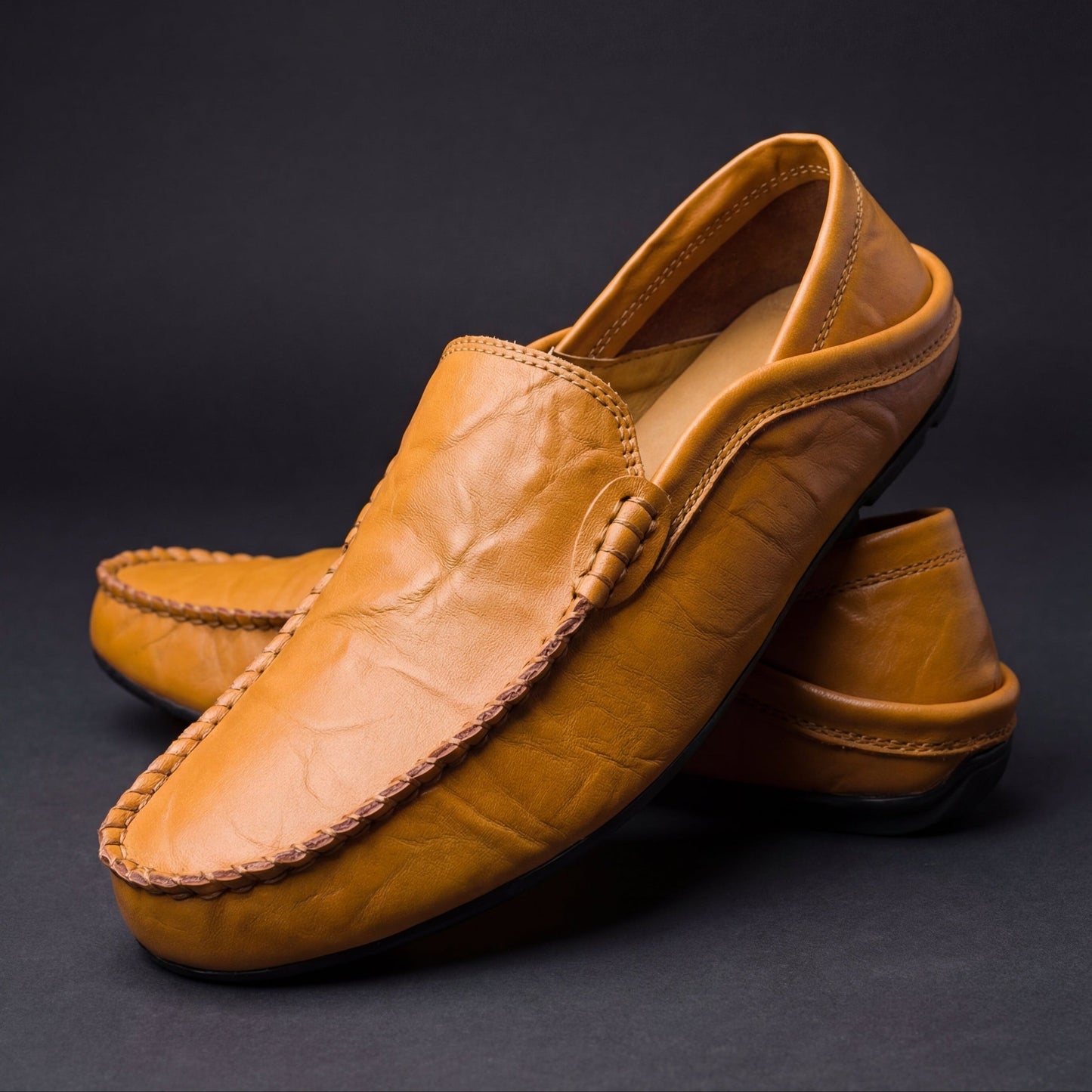 Casualowe skórzane loafersy
