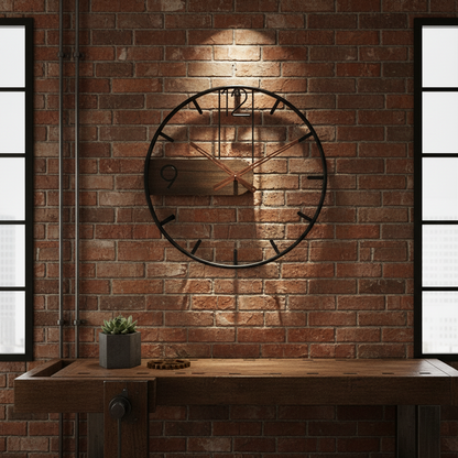 Minimalist Walnut Wood Wall Clock with Stainless Steel Frame | Silent Quartz Movement | Modern Living Room Office Decor