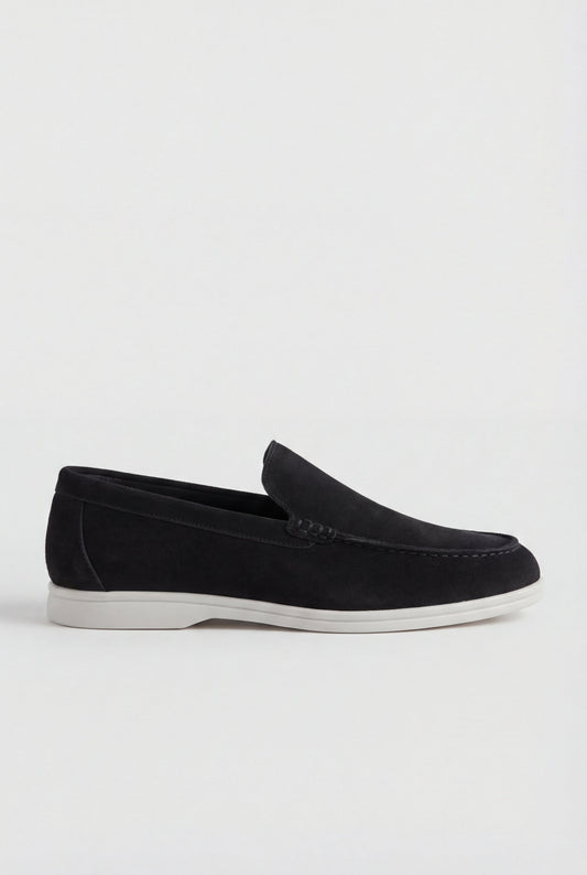 Casual Herre Loafers Slip-On - Sort PU med Ruskindslook - Sort - Loafers - Valmont Wear