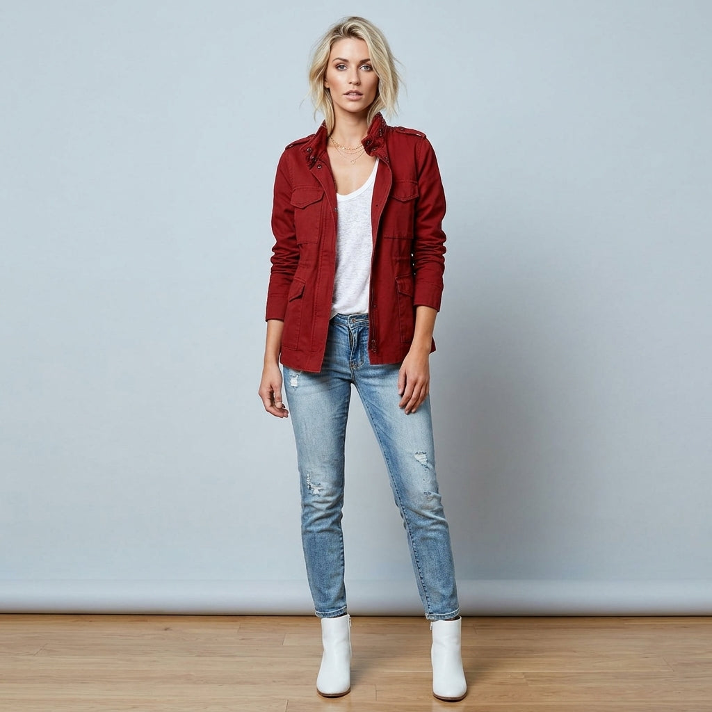 Stylowa | Kurtki przejściowe damskie – Elegancka Kurtka Puchowa z Zapięciem Błyskawicznym