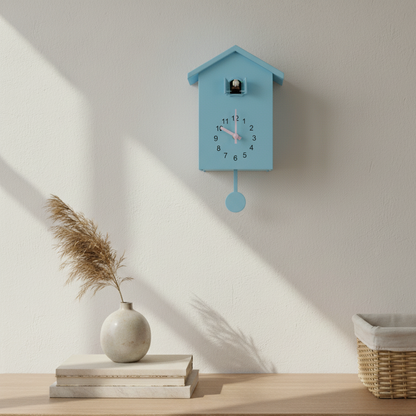 Modern Cuckoo Clock Quartz | CuckooNova Wooden Wall Clock with Sound | Minimalist Design Silent Movement | Living Room Kitchen Decor