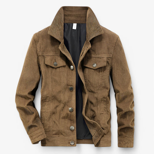 Giacca Uomo Vintage in Velluto a Costine - Khaki - abbigliamento primavera costine giacca giacca autunno giacca elegante giacca must-have giacca uomo giubbotti da uomo guardaroba versatile look formale stile classico stile pratico tessuto di qualità uomo velluto velluto a costine vintage - Concept Palermo