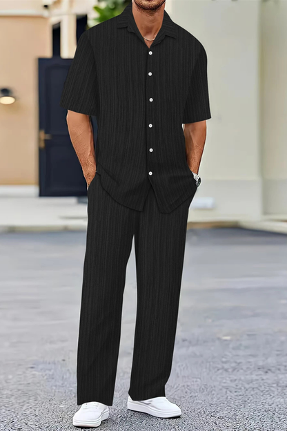 Men’s Textured Two Piece Set Smart Casual Fit