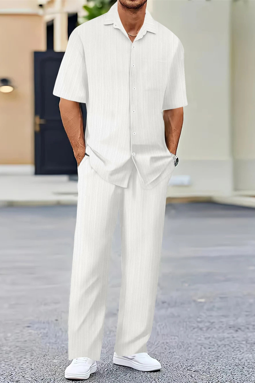Men’s Textured Two Piece Set Smart Casual Fit