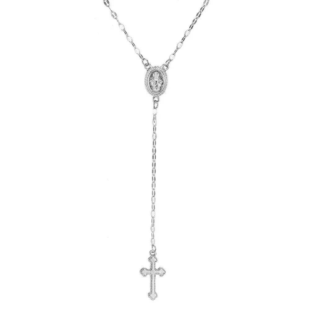 GraceCross Ketting – Verstelbare Vintage Kruis Hanger met Rozenkransdetails & Kwastje in Goud, Zilver of Roségoud