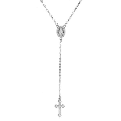 GraceCross Ketting – Verstelbare Vintage Kruis Hanger met Rozenkransdetails & Kwastje in Goud, Zilver of Roségoud