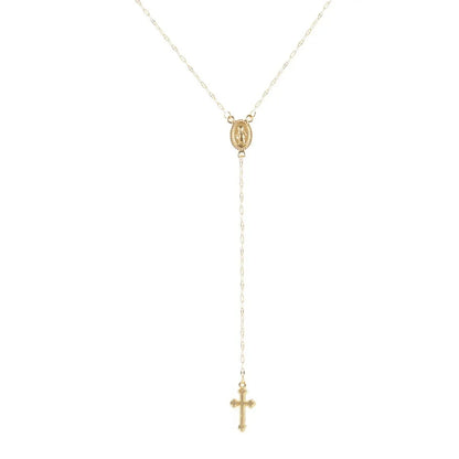 GraceCross Ketting – Verstelbare Vintage Kruis Hanger met Rozenkransdetails & Kwastje in Goud, Zilver of Roségoud