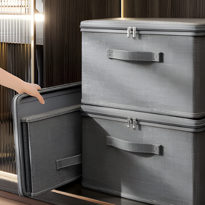 Virell – Grijze Stoffen Opbergbox Met Deksel