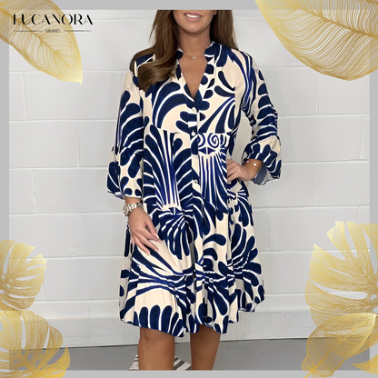 Grazielle™ Casual Loose V-Neck Floral Print Dress