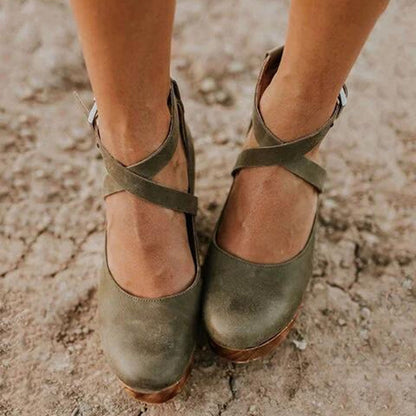 Elegant Wedge Heels with Closed Toe & Ankle Strap