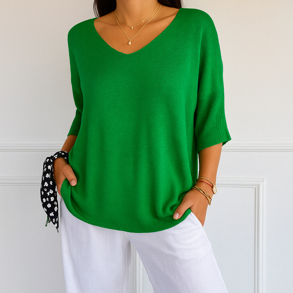 Clara | Women V Neck z krótkim rękawem sweater