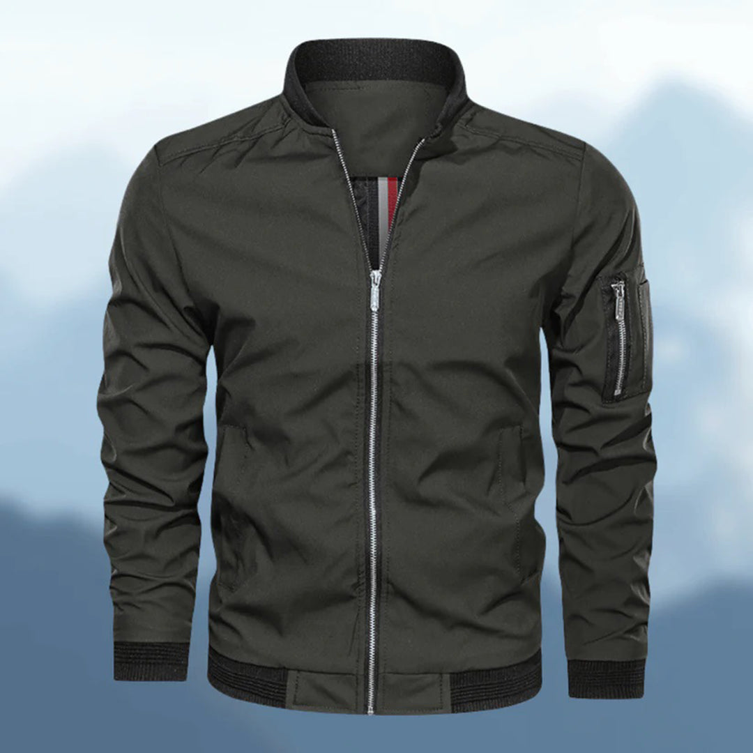 Gray | Trendy slim fit Bomber jacket dla mężczyzn