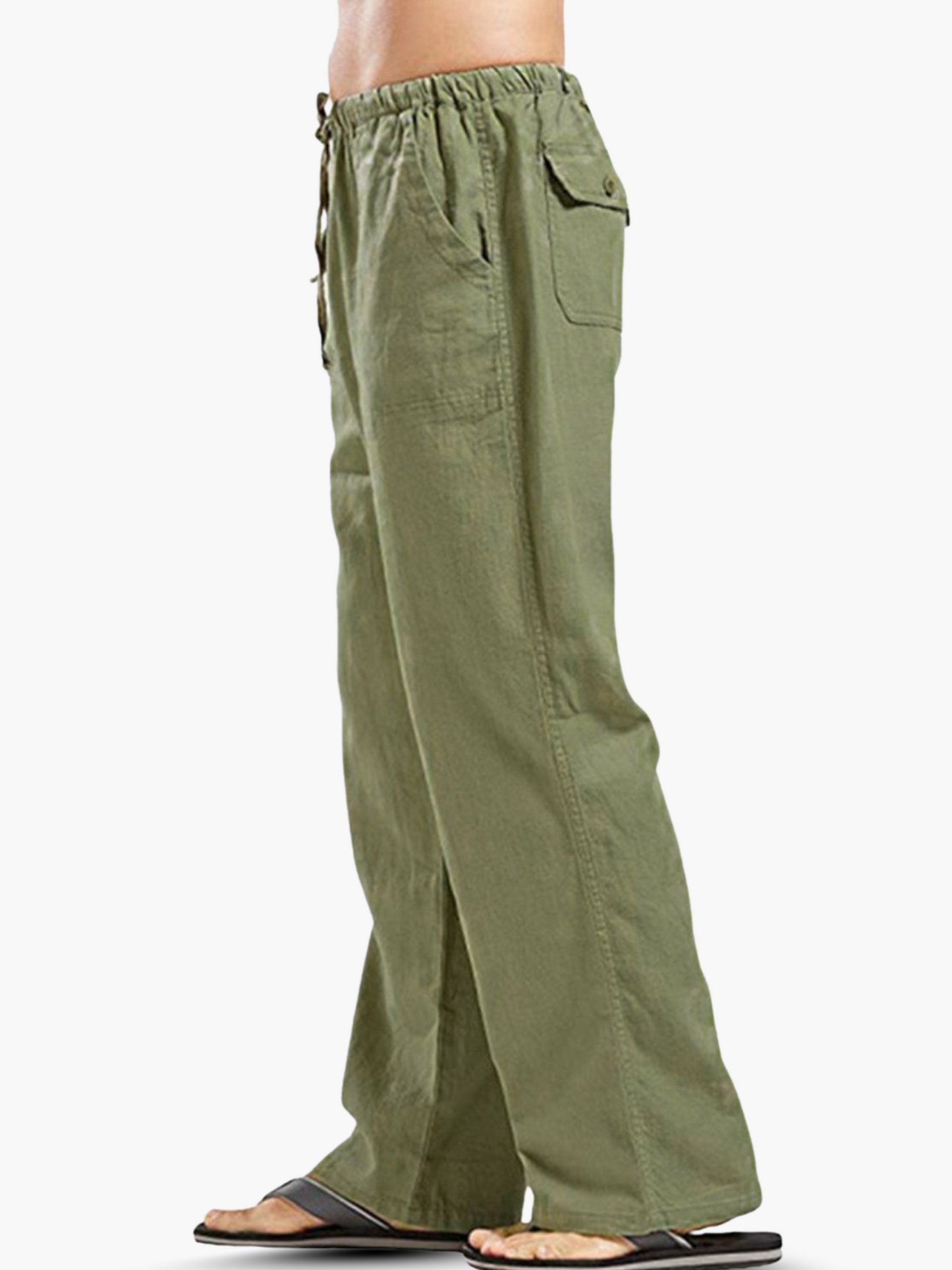Pantaloni da uomo in cotone e lino con coulisse – Comodi e casual