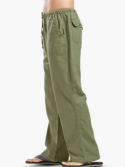 Pantaloni da uomo in cotone e lino con coulisse – Comodi e casual
