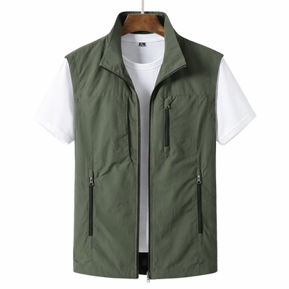 Men’s Lightweight Gilet Zip Front Utility Vest Casual Layer