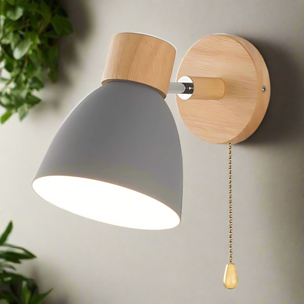 Hout Scandinavisch Moderne Hangende Schakelaar Wandlamp