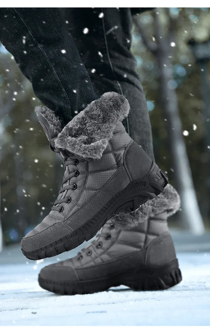 Hexton Men's Winter Boots by JesseVance  Co. NYC: Waterproof High-Top Plush Lined Snow Boots with Superior Grip for Winter Hikes  Slippery Black Ice