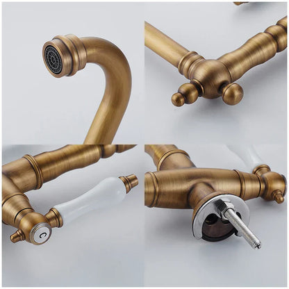Elkstone Bronze Kitchen Faucet – Dual Handle Mixer with Hot & Cold Water Control