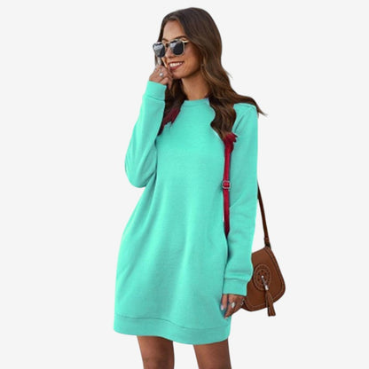 Elyndra - Long sleeve sweater dress with round neck