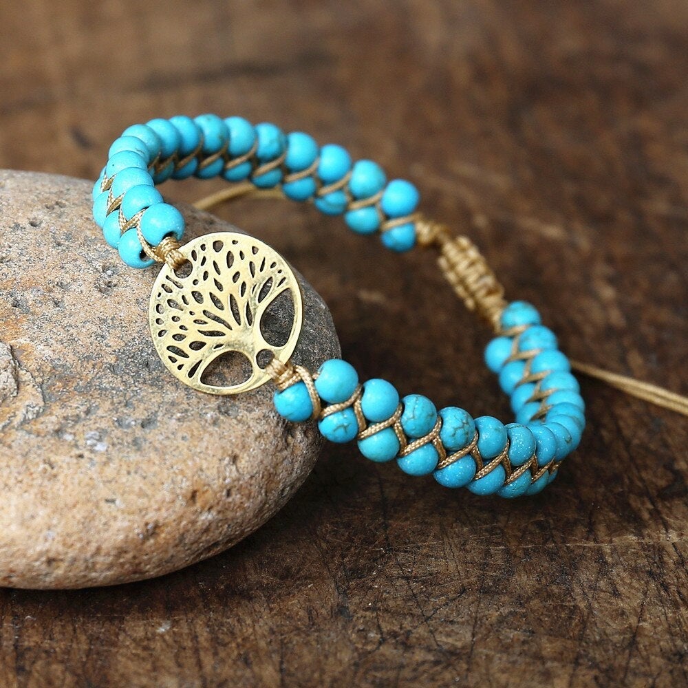 Bracelet en turquoise fait à la main de l'Arbre de Vie
