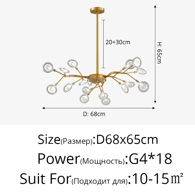 Modern Nordic gorgeous LED chandelier ceiling lamp for living room bedroom golden 54-head G9 bulb indoor luxury home decoration