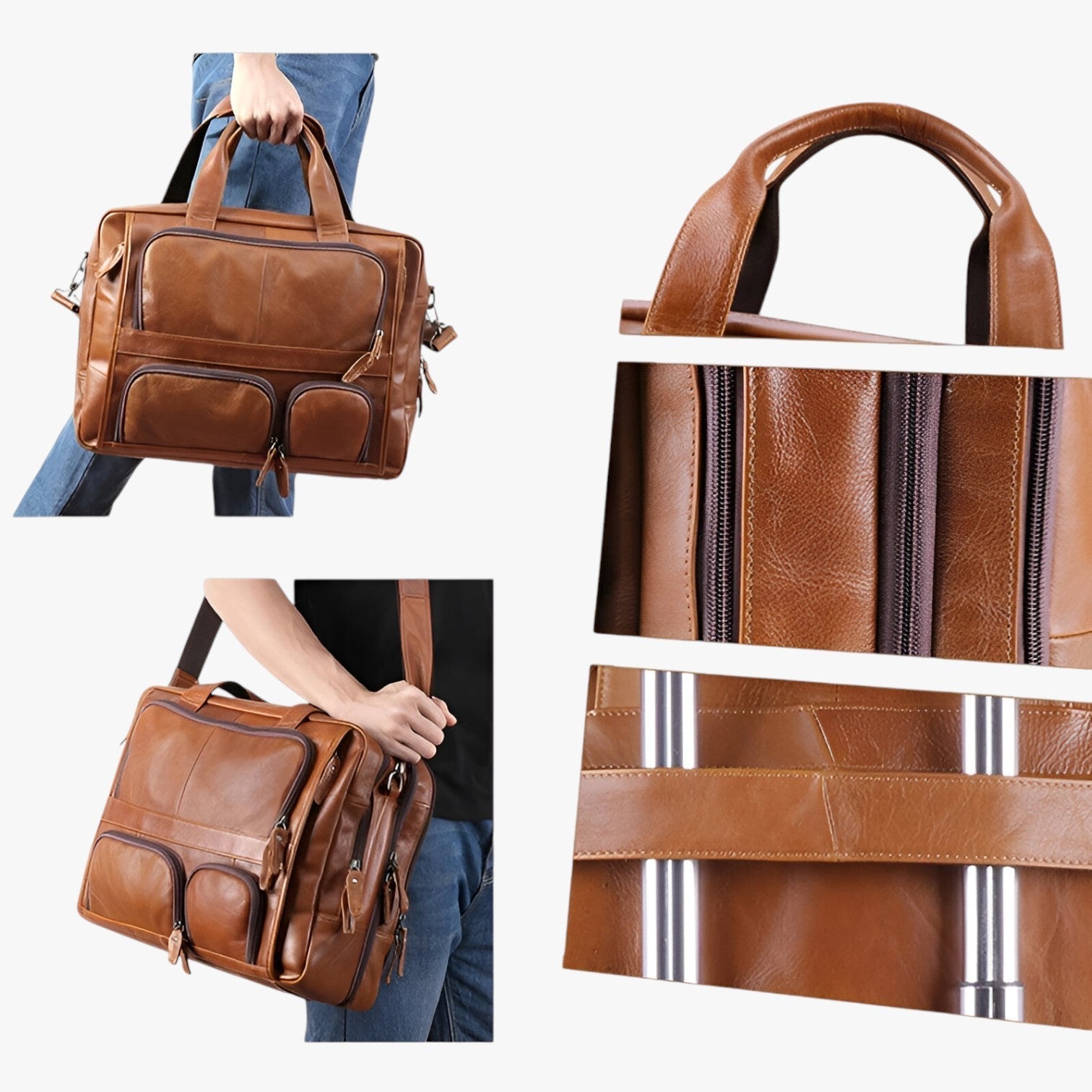 Luxe e spaziosa - borsa per laptop in pelle per lavoro e viaggi Oro Uomo - - Bags borsa laptop lavoro luxe luxe spaziosa mens bag pelle Shoulder Bags spaziosa - Concept Palermo