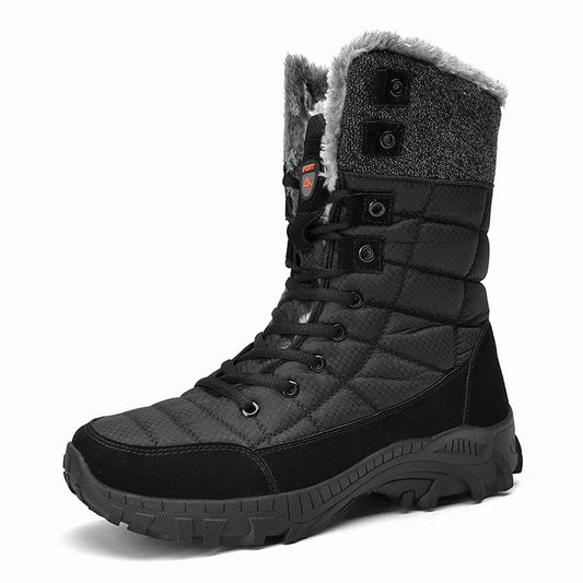 Hexton Men's Winter Boots by JesseVance  Co. NYC: Waterproof High-Top Plush Lined Snow Boots with Superior Grip for Winter Hikes  Slippery Black Ice