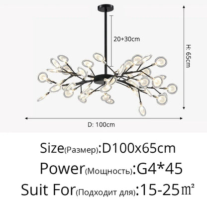 Modern Nordic gorgeous LED chandelier ceiling lamp for living room bedroom golden 54-head G9 bulb indoor luxury home decoration