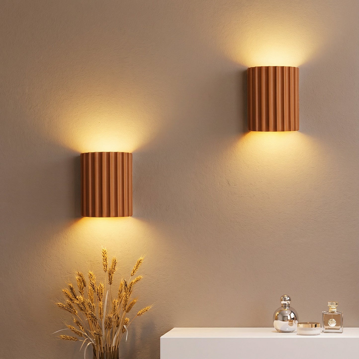 Freyza - Nordic Pleated Resin Wall Sconce | Modern Macaron Ribbed LED Lamp (16.5cm)
