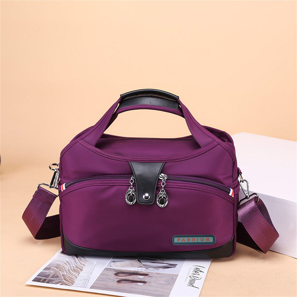 bags : Anti-Diefstal Handtas Dames Paars - Verborgen Vakken Veilig - Nylon in van Pantino