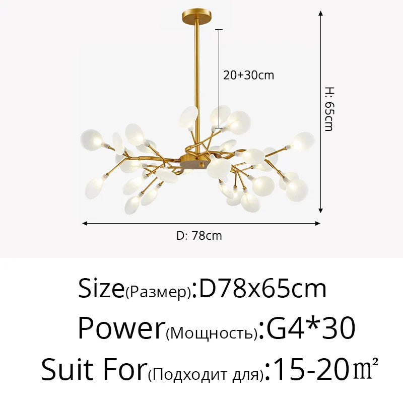Modern Nordic gorgeous LED chandelier ceiling lamp for living room bedroom golden 54-head G9 bulb indoor luxury home decoration