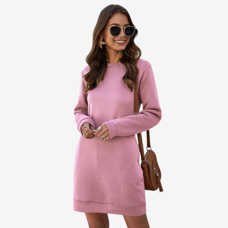 Elyndra - Long sleeve sweater dress with round neck