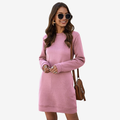 Elyndra - Long sleeve sweater dress with round neck