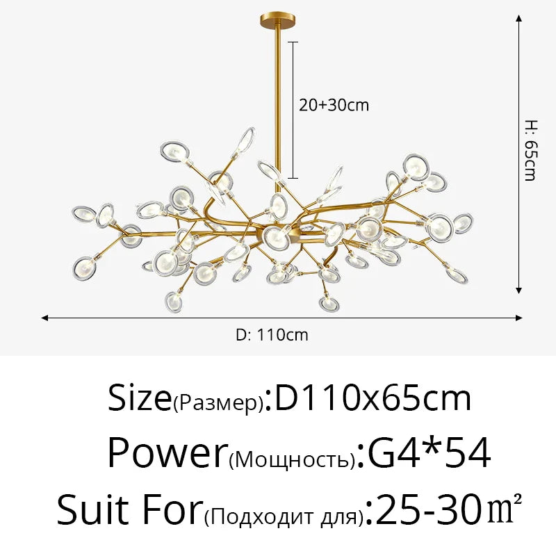 Modern Nordic gorgeous LED chandelier ceiling lamp for living room bedroom golden 54-head G9 bulb indoor luxury home decoration